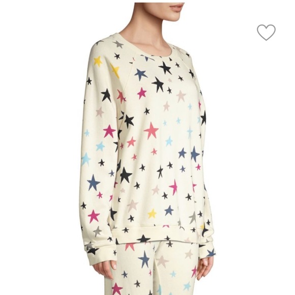 Monrow | Oversized Raglan Sleeve Multicolor Stars Sweatshirt - Picture 3 of 7